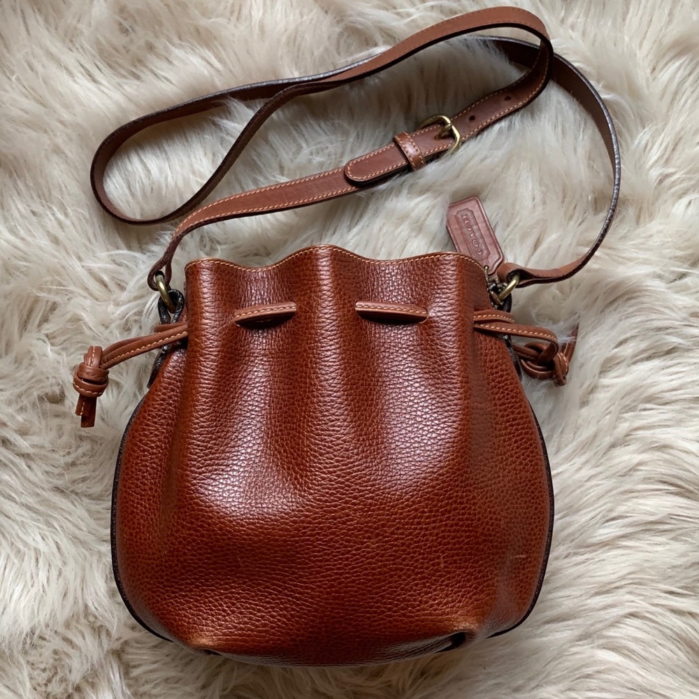 Vintage Coach Pebble Bucket Bag in Cognac